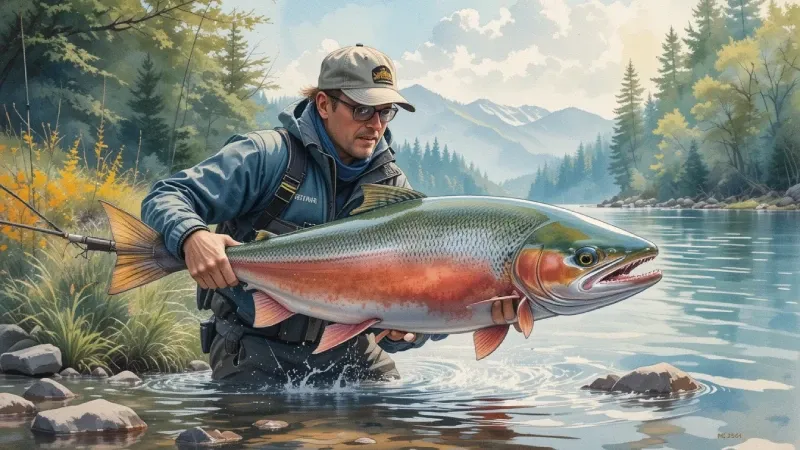 Salmon Fishing near Hillsboro, Oregon
